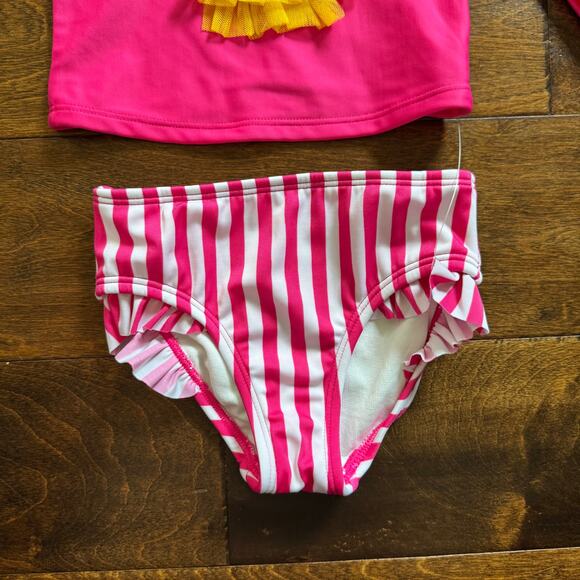 Cat and Jack Girls 18 Month Swimsuit Rash Guard Pink Pineapple Two Piece NEW - Picture 4 of 8